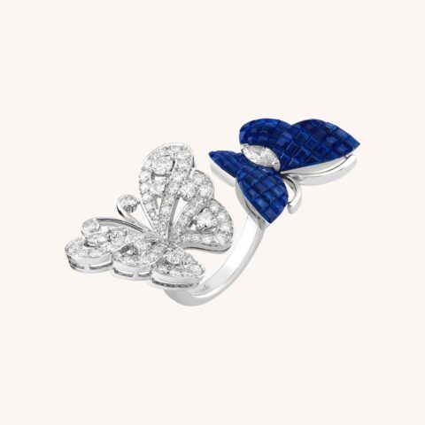 Van Cleef & Arpels VCARF27200 Flying Butterfly Between the Finger Ring White gold Mystery Set sapphires Ring 1