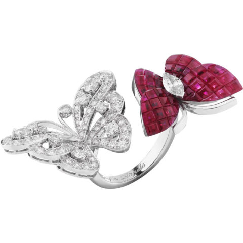 Van Cleef & Arpels VCARF27100 Flying Butterfly between the finger ring Mystery-Set Ruby Two Flying Butterfly ring 1