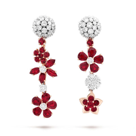 Van Cleef & Arpels VCARP47R00 Folie des Prés earrings Rose gold Diamond Ruby earrings 1
