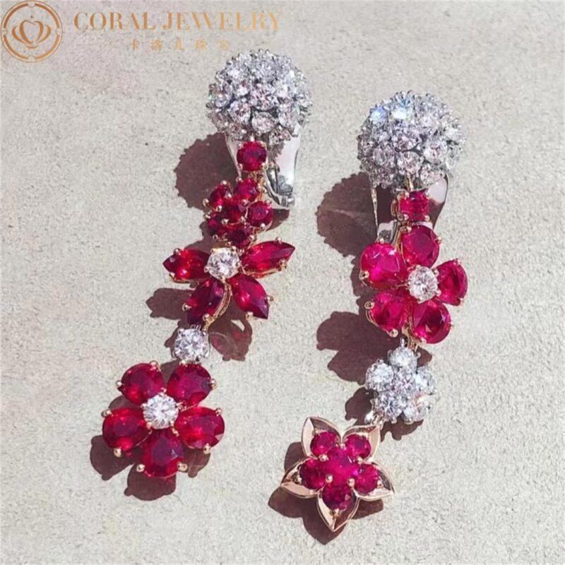 Van Cleef & Arpels VCARP47R00 Folie des Prés earrings Rose gold Diamond Ruby earrings 2