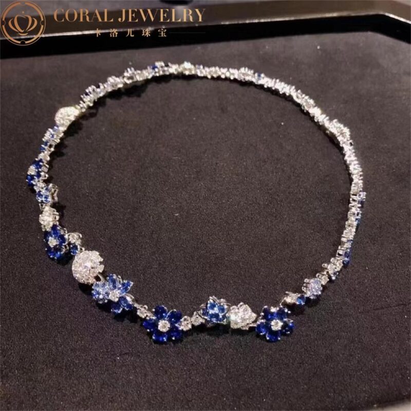 Van Cleef & Arpels VCARP05D00 Folie des Prés necklace White gold Diamond Sapphire necklace 4