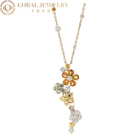 Van Cleef & Arpels Folie des Prés pendant VCARP05L00 Yellow gold Diamond Sapphire Necklace 2