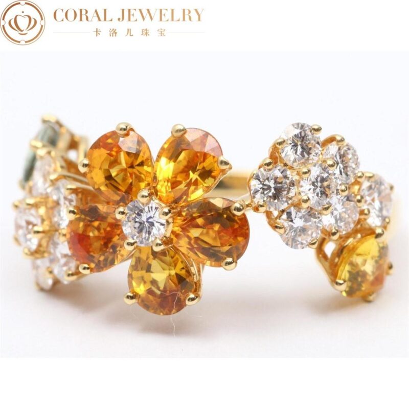 Van Cleef & Arpels VCARP05600-1 Folie des Prés ring Yellow gold Diamond Sapphire ring 5