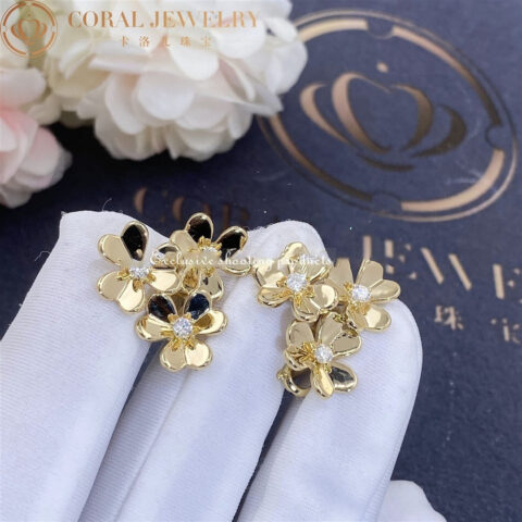 Van Cleef & Arpels VCARP2DV00 Frivole earrings 3 flowers mini model Yellow gold Diamond earrings 10