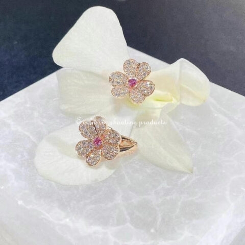 Van Cleef & Arpels VCARP6L500 Frivole earrings small model Rose gold Diamond Pink Sapphire earrings 7