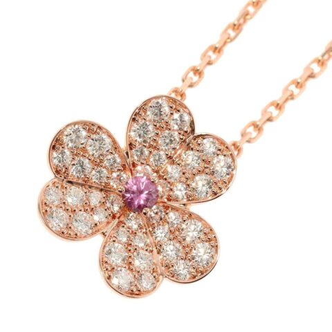 Van Cleef & Arpels VCARP6L400 Frivole pendant small model Rose gold Diamond Pink Sapphire Necklace 11
