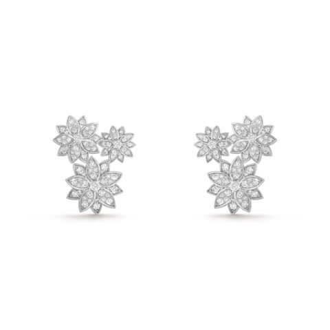 Van Cleef & Arpels VCARP7TH00 Lotus earrings 3 flowers White gold Diamond earrings 2