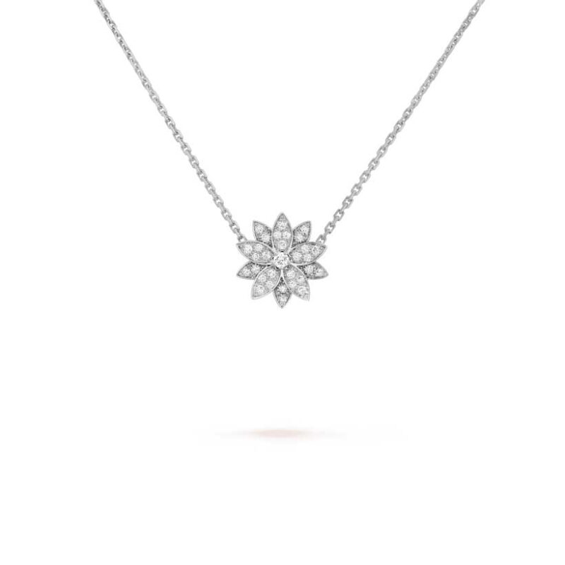 Van Cleef & Arpels VCARO6P600 Lotus pendant small model White gold Diamond Necklace 1