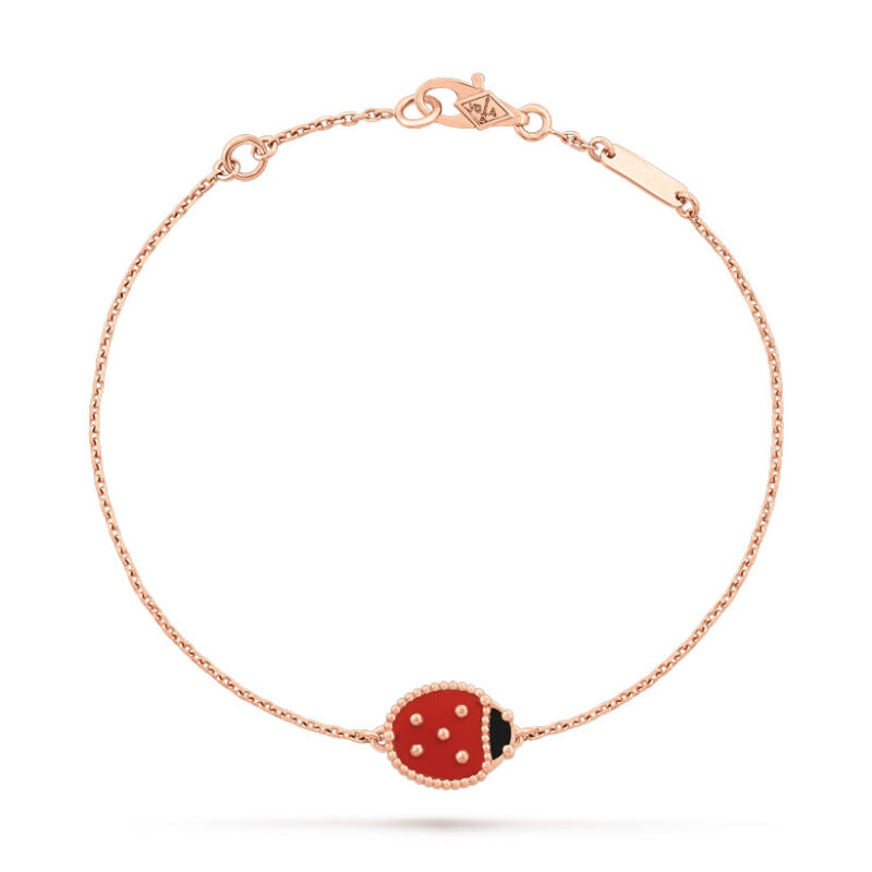 Van Cleef & Arpels VCARP7R000 Lucky Spring bracelet closed wings ladybug Rose gold Carnelian Onyx bracelet 1