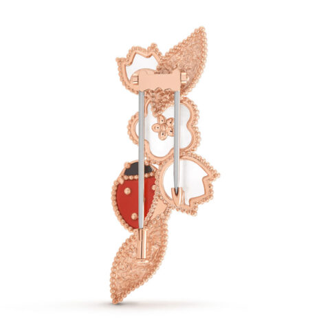 Van Cleef & Arpels VCARP7RS00 Lucky Spring clip Rose gold Carnelian Mother-of-pearl Onyx clip 1