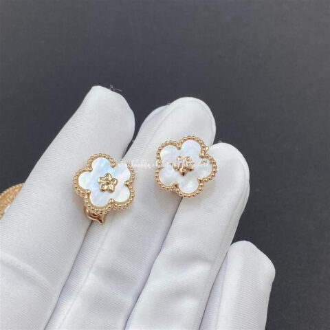 Van Cleef & Arpels VCARP7RU00 Lucky Spring earrings plum blossom Rose gold Mother-of-pearl 7
