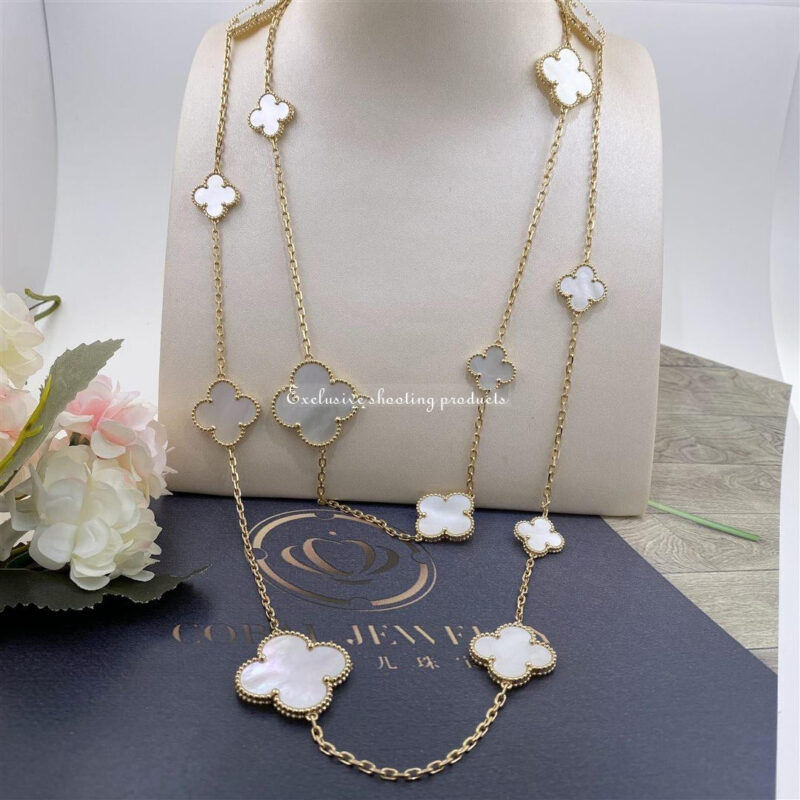 Van Cleef & Arpels VCARD79300 Magic Alhambra Long Necklace 16 Motifs Yellow Gold Mother-of-pearl Necklace 6
