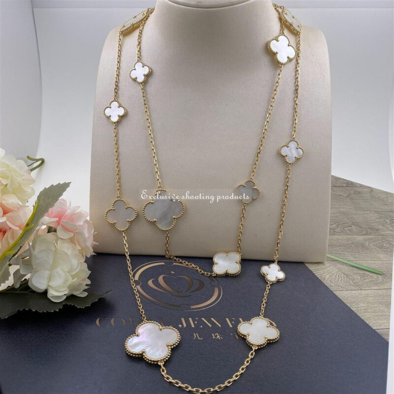Van Cleef & Arpels VCARD79300 Magic Alhambra Long Necklace 16 Motifs Yellow Gold Mother-of-pearl Necklace 5