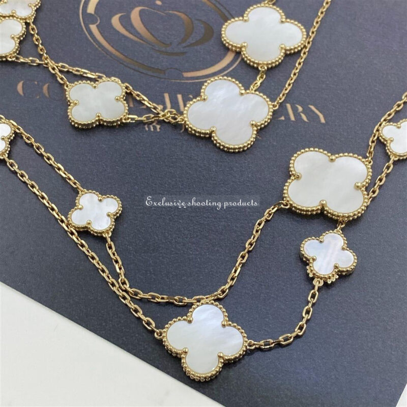 Van Cleef & Arpels VCARD79300 Magic Alhambra Long Necklace 16 Motifs Yellow Gold Mother-of-pearl Necklace 14
