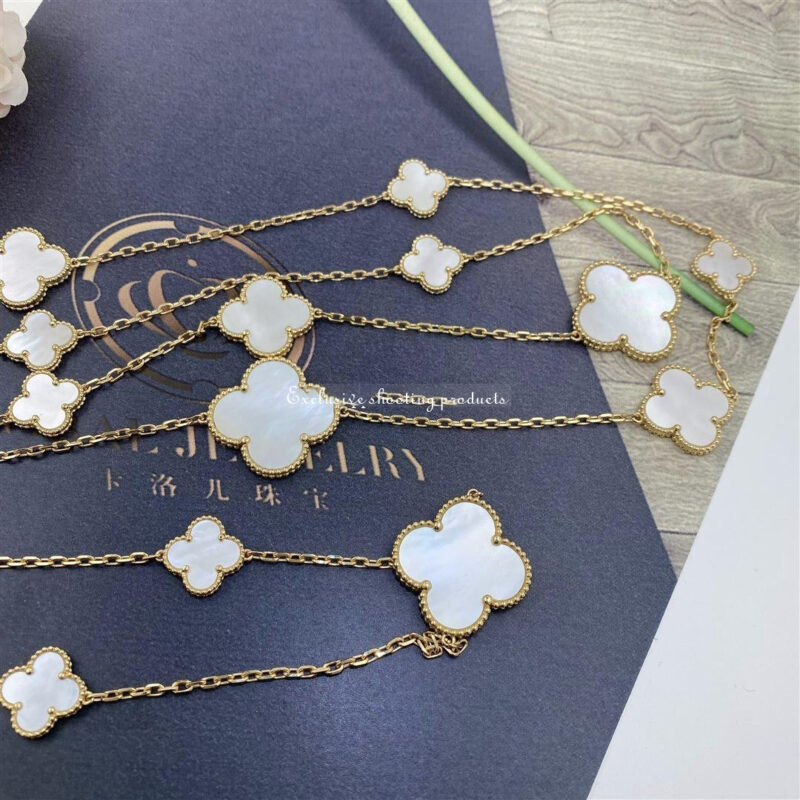 Van Cleef & Arpels VCARD79300 Magic Alhambra Long Necklace 16 Motifs Yellow Gold Mother-of-pearl Necklace 12