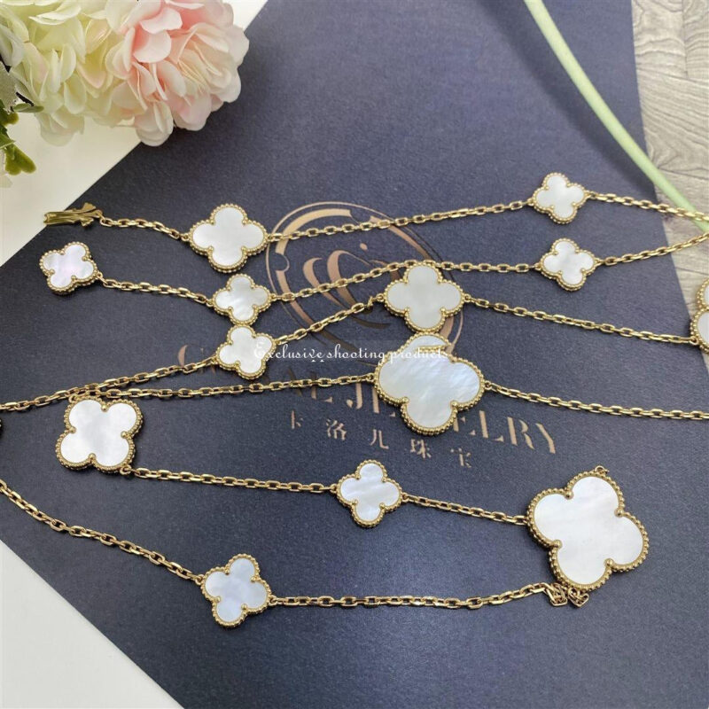 Van Cleef & Arpels VCARD79300 Magic Alhambra Long Necklace 16 Motifs Yellow Gold Mother-of-pearl Necklace 11