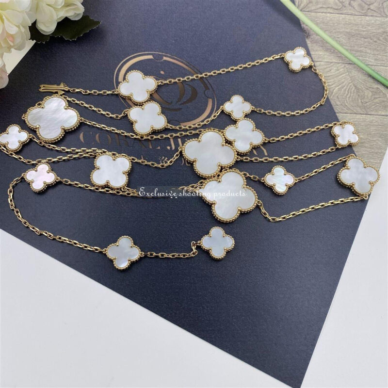 Van Cleef & Arpels VCARD79300 Magic Alhambra Long Necklace 16 Motifs Yellow Gold Mother-of-pearl Necklace 2