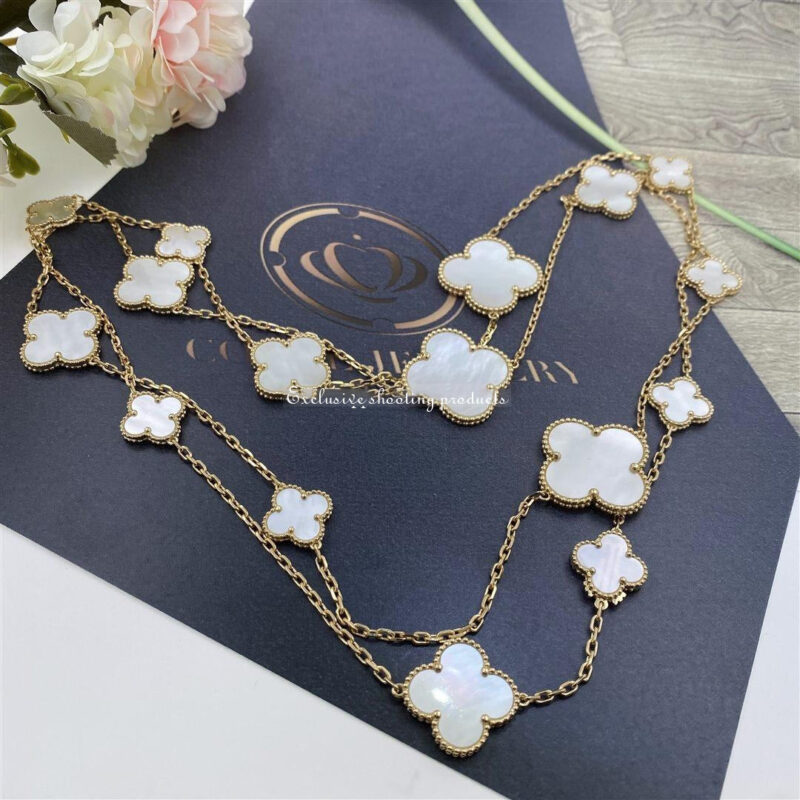 Van Cleef & Arpels VCARD79300 Magic Alhambra Long Necklace 16 Motifs Yellow Gold Mother-of-pearl Necklace 16