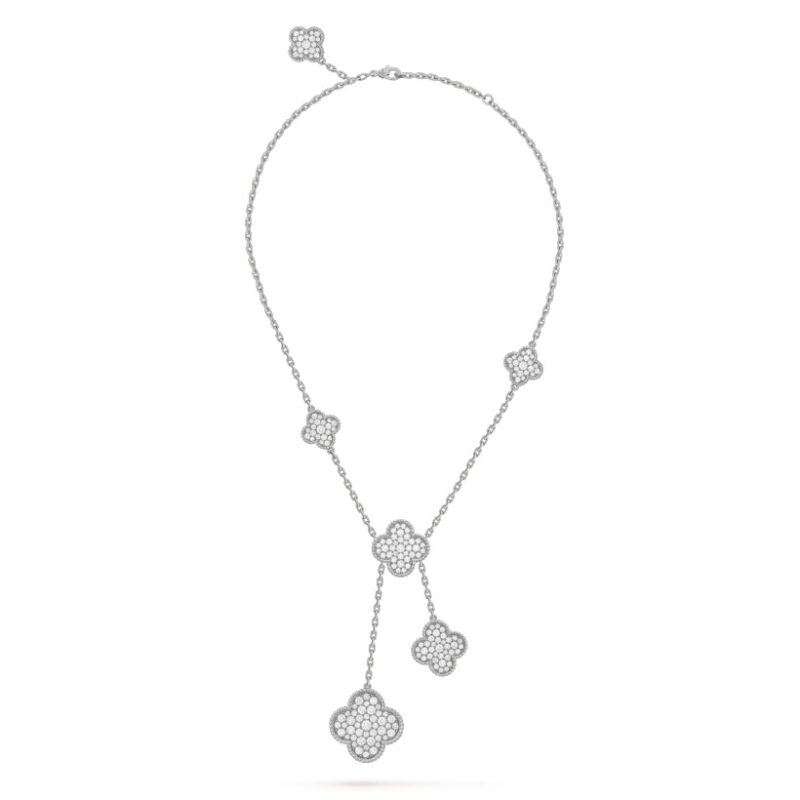 Van Cleef & Arpels VCARN9MP00 Magic Alhambra Necklace 6 Motifs White Gold Diamond Necklace 1