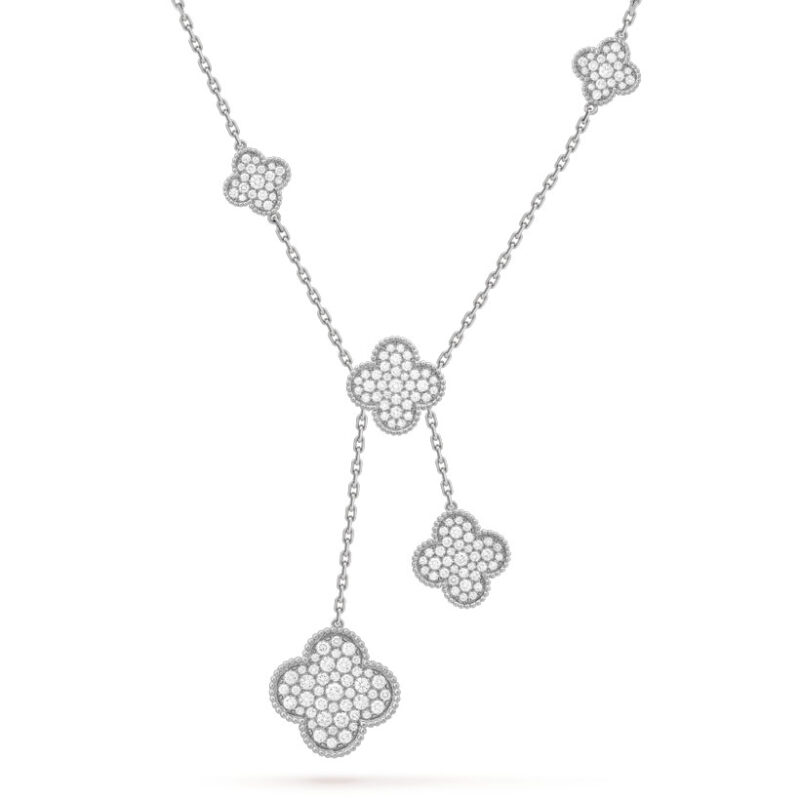 Van Cleef & Arpels VCARN9MP00 Magic Alhambra Necklace 6 Motifs White Gold Diamond Necklace 17