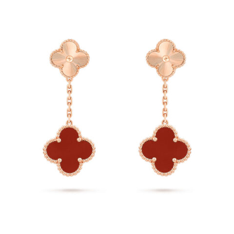 Van Cleef & Arpels VCARP7RQ00 Magic Alhambra earrings 2 motifs Rose gold Carnelian 1