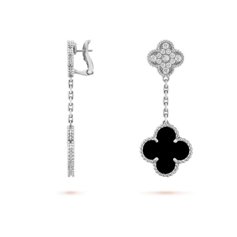 Van Cleef & Arpels VCARP2RA00 Magic Alhambra earrings 2 motifs White gold Diamond Onyx earrings 5