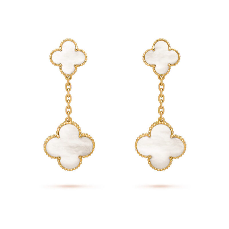 Van Cleef & Arpels Magic Alhambra VCARD78800 earrings 2 motifs Yellow gold Mother-of-pearl earrings 1