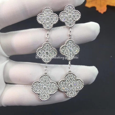 Van Cleef & Arpels VCARN9MR00 Magic Alhambra earrings 3 motifs White gold Diamond earrings 7