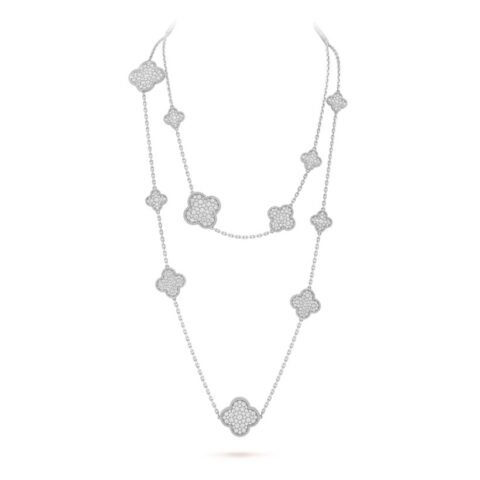 Van Cleef & Arpels VCARN9MO00 Magic Alhambra long necklace 16 motifs White gold Diamond Necklace 1