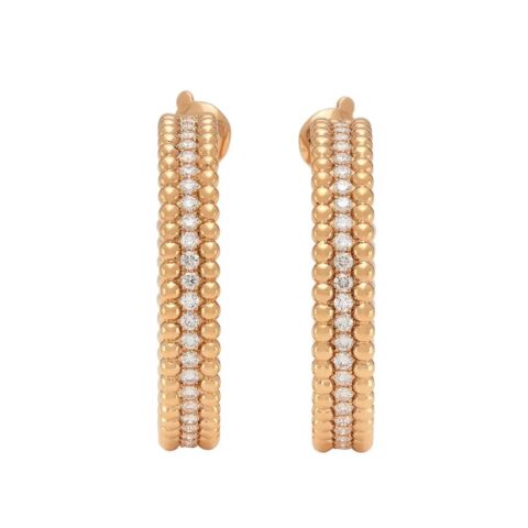 Van Cleef & Arpels VCARO2IZ00 Perlée Diamond hoop earrings 1 rows rose gold 1