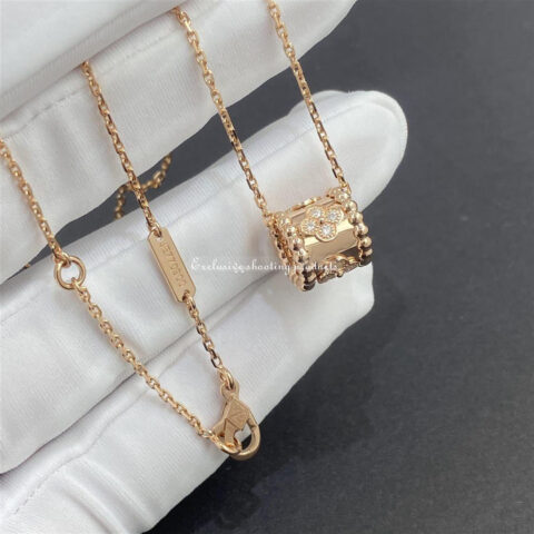 Van Cleef & Arpels VCARO2EE00 Perlée clovers pendant Rose gold Diamond Necklace 5