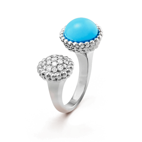 Van Cleef & Arpels VCARO9SW00 Perlée couleurs Between the Finger ring White gold Diamond Turquoise ring 1