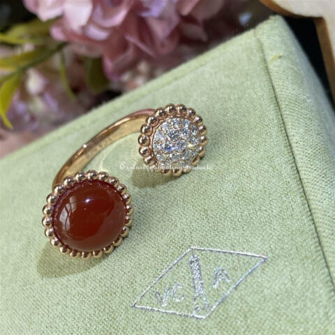 Van Cleef & Arpels VCARO9SV00 ring Perlée couleurs Between the Finger Rose gold Carnelian Diamond ring 4