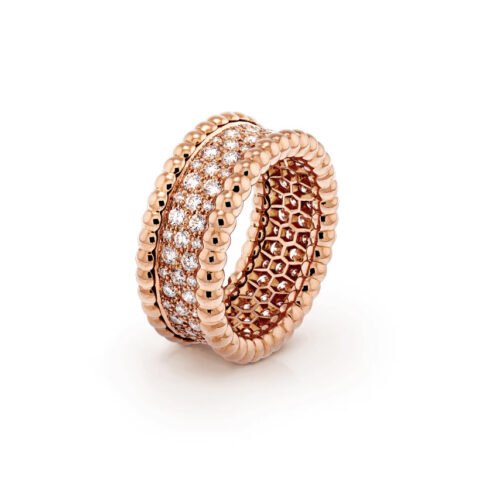 Van Cleef & Arpels VCARN9WE00 Perlée diamonds ring 3 rows Rose gold Diamond ring 1