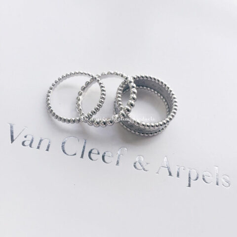 Van Cleef & Arpels VCARN31700 Perlée pearls of gold ring small model White gold ring 4