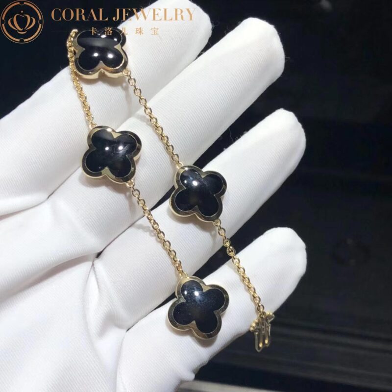 Van Cleef & Arpels VCARB13400 Pure Alhambra bracelet 4 motifs Yellow gold Onyx bracelet 8