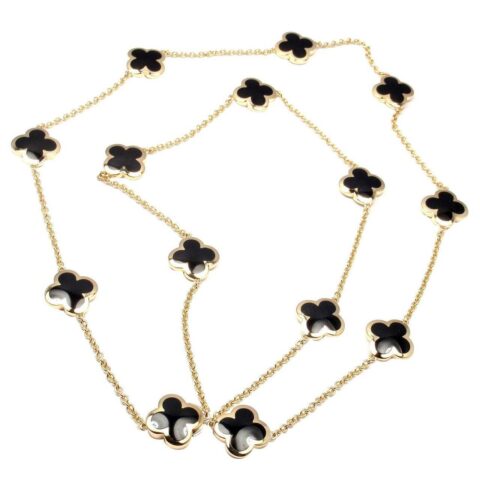 Van Cleef & Arpels VCARB13700 Pure Alhambra long necklace 14 motifs Yellow gold Onyx necklace 8