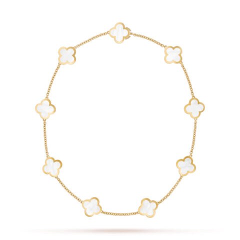 Van Cleef & Arpels VCARA37800 Pure Alhambra necklace 9 motifs Yellow gold Mother-of-pearl 1