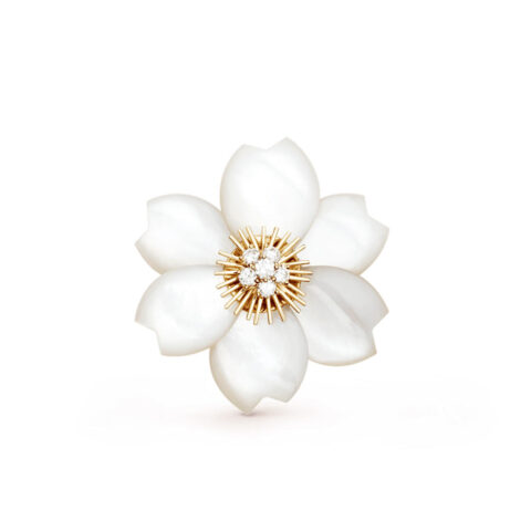 Van Cleef & Arpels VCARA53400 Rose de Noël clip medium model Yellow gold Diamond Mother-of-pearl 1
