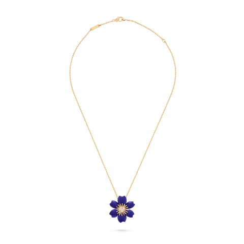 Van Cleef & Arpels VCARP7T200 Rose de Noël pendant mini model Yellow gold Diamond Lapis Lazuli 1