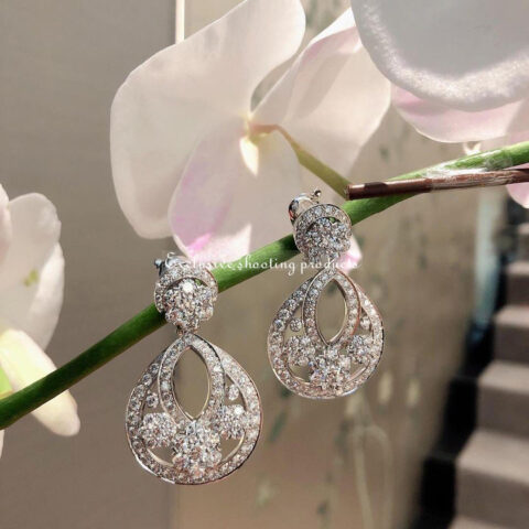 Van Cleef & Arpels VCARO3RL00 Snowflake earrings large model Platinum Diamond earrings 9