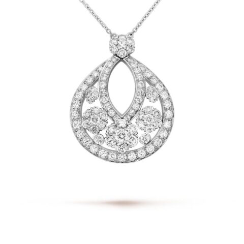 Van Cleef & Arpels VCARO3RO00 Snowflake pendant large model Platinum Diamond Necklace 1