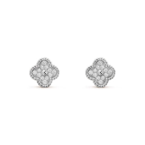 Van Cleef & Arpels VCARO85500 Sweet Alhambra Earstuds White Gold Diamond Earrings 1