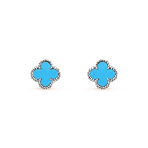 Van Cleef & Arpels Magic VCARB90200 Alhambra earrings 18K White gold Turquoise earrings 1
