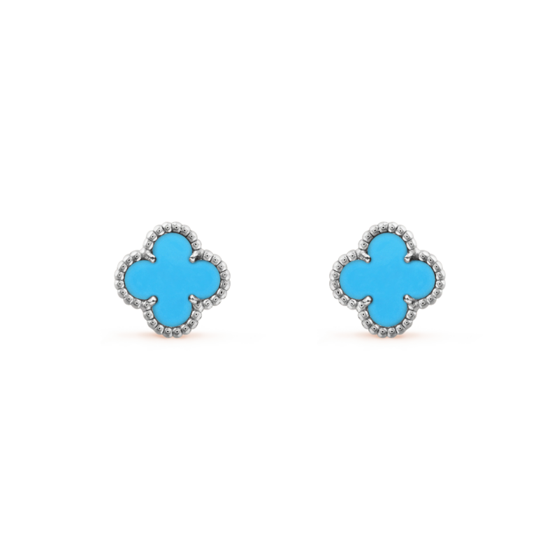 Van Cleef & Arpels Magic VCARB90200 Alhambra earrings 18K White gold Turquoise earrings 1