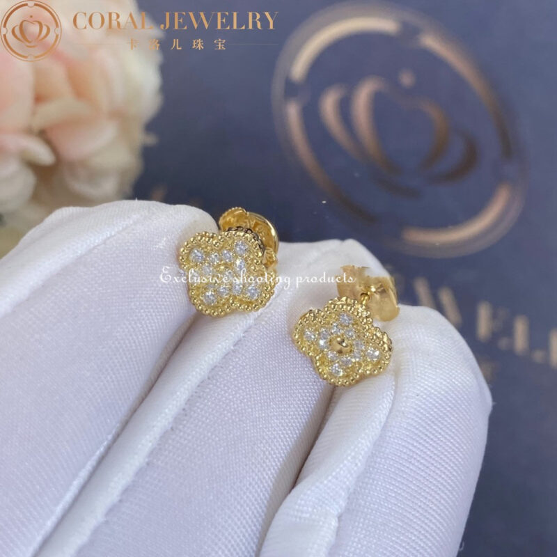 Van Cleef & Arpels VCARO85500 Sweet Alhambra Earstuds Yellow Gold Diamond 3