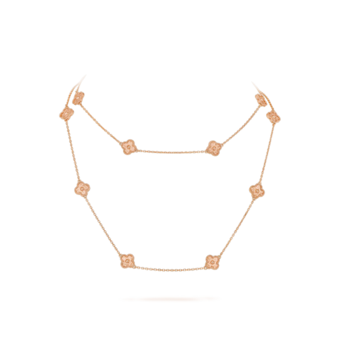 Van Cleef & Arpels VCARO8DG00 Sweet Alhambra Long Necklace 16 Motifs Rose Gold Necklace 1