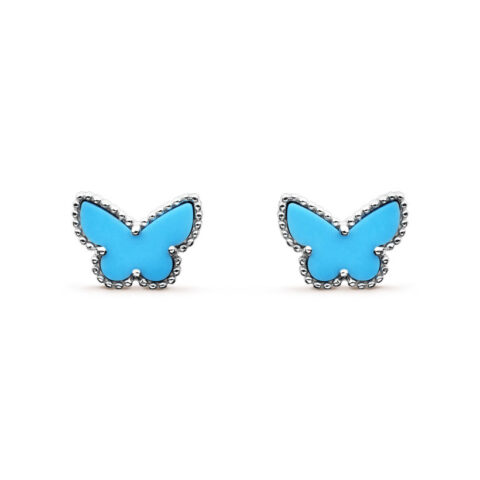 Van Cleef & Arpels VCARN5JN00 Sweet Alhambra butterfly earstuds White gold Turquoise Earrings 1