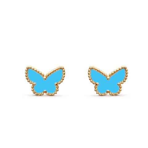 Van Cleef & Arpels VCARN5JN00-YG Sweet Alhambra butterfly earstuds Yellow gold Turquoise Earrings 1