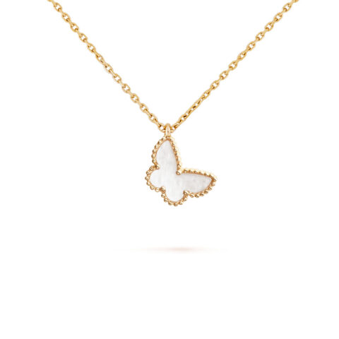 Van Cleef & Arpels VCARF69300 Sweet Alhambra butterfly pendant Yellow gold Mother-of-pearl Necklace 1